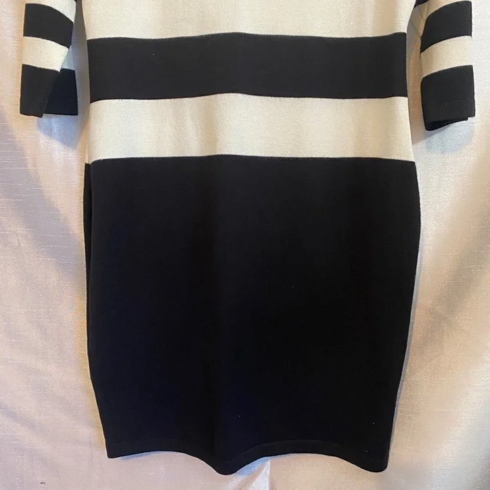 Pink Rose Black and White Striped Sweater  Dress Ladies L - Picture 5 of 12